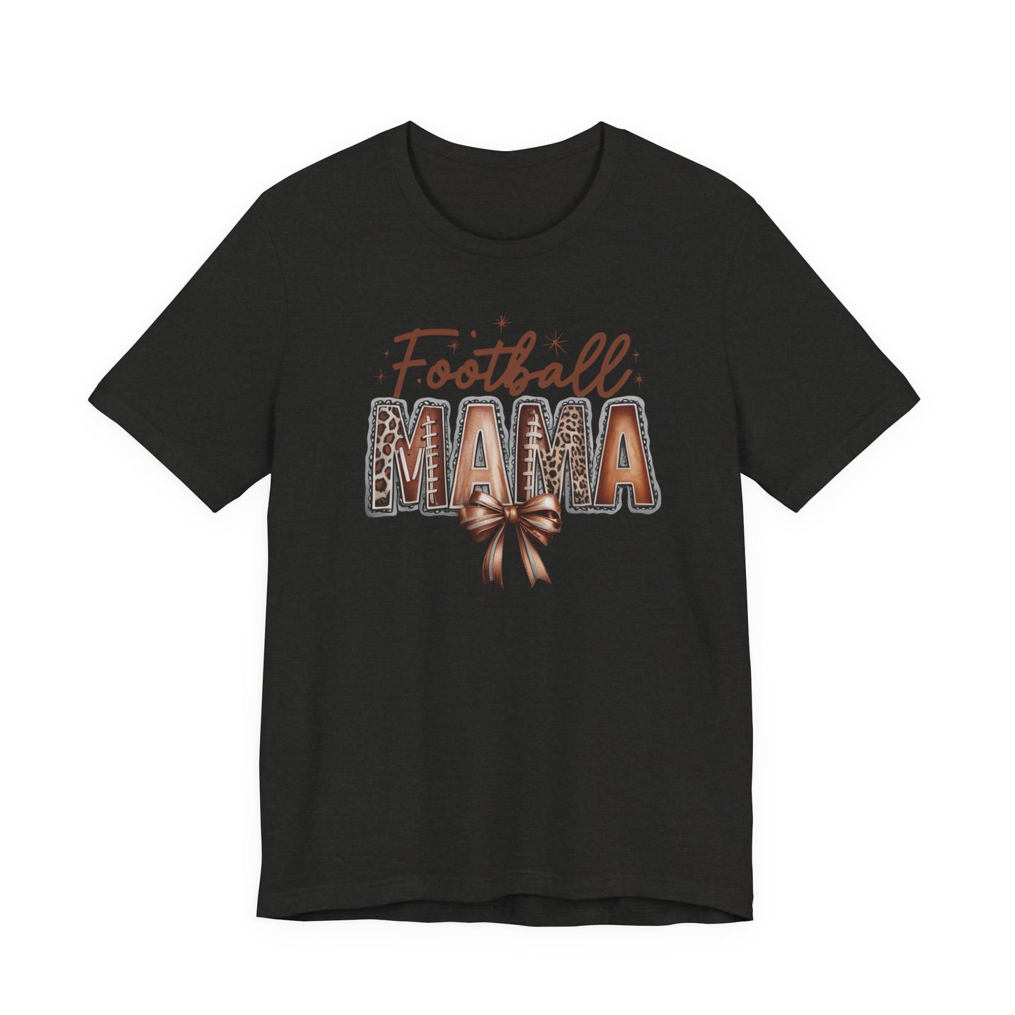 Football Mama T Shirt Bella  Canvas Fall Colors Graphic Tee with Football Lettering  Cute Bow, Game Day Shirt for Women, Football Mom Outfit