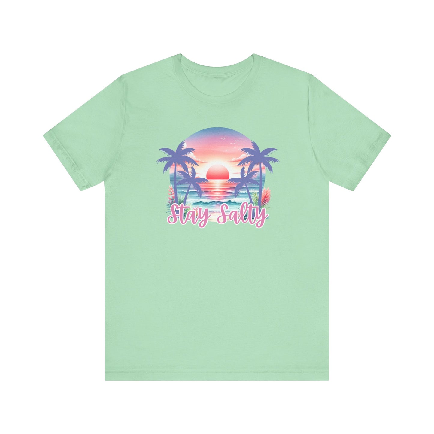 Salty T-Shirt  Tropical Sunset Shirt Beach Graphic Tee Coastal Summer Shirt for Women Salty Vibes Vacation Shirt Women's Summer T-Shirts