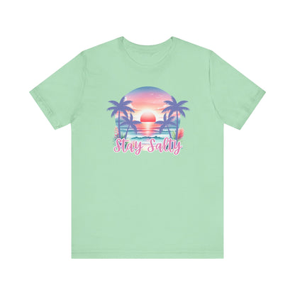 Salty T-Shirt  Tropical Sunset Shirt Beach Graphic Tee Coastal Summer Shirt for Women Salty Vibes Vacation Shirt Women's Summer T-Shirts