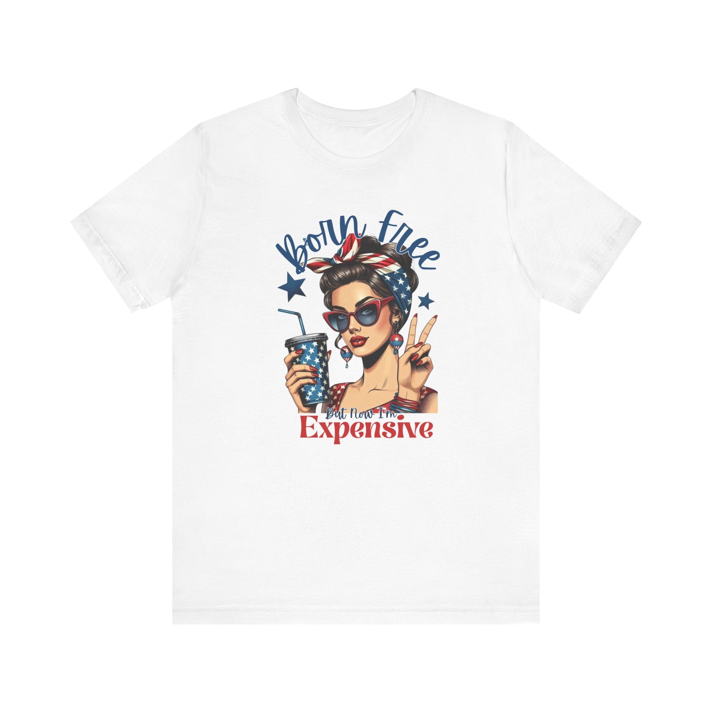 Vintage Style Graphic Tee - Born Free - Summer Fashion, Gift for Her, Fun Statement Shirt, Retro Tee