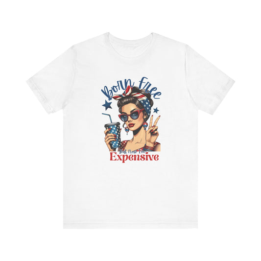 Vintage Style Graphic Tee - Born Free - Summer Fashion, Gift for Her, Fun Statement Shirt, Retro Tee