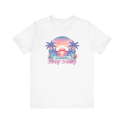 Salty T-Shirt  Tropical Sunset Shirt Beach Graphic Tee Coastal Summer Shirt for Women Salty Vibes Vacation Shirt Women's Summer T-Shirts