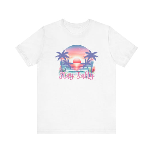 Salty T-Shirt  Tropical Sunset Shirt Beach Graphic Tee Coastal Summer Shirt for Women Salty Vibes Vacation Shirt Women's Summer T-Shirts