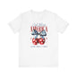 Cherry God Bless America Unisex Tee, Patriotic Cherries Shirt, USA Independence Day Top, Red White Blue Tee, American Theme T-Shirt
