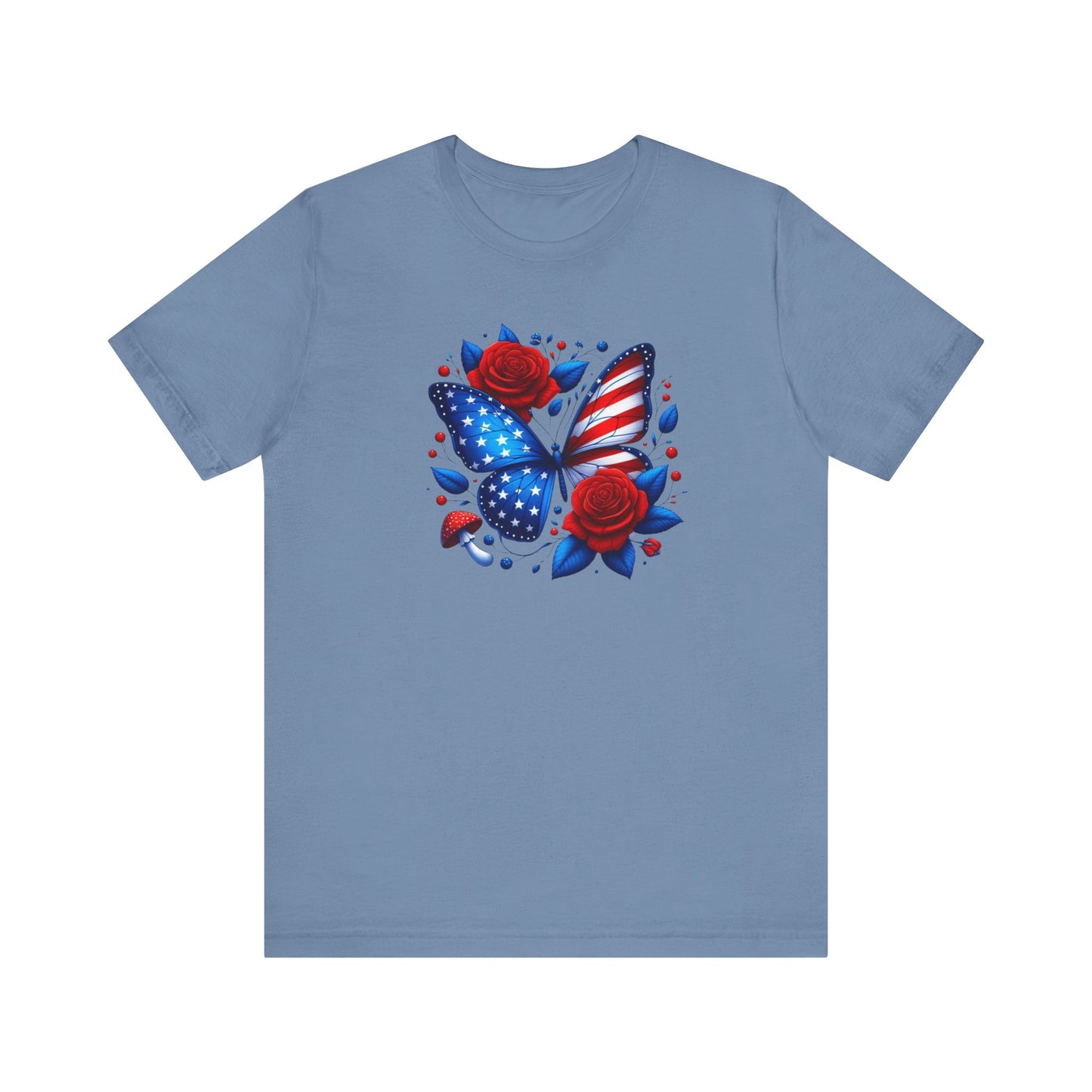 Patriotic Butterfly Tee - Unisex Jersey T-Shirt, Red White Blue Shirt, American Pride Apparel, Summer BBQ Shirt, Fourth of July Top