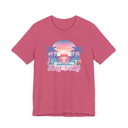 Salty T-Shirt  Tropical Sunset Shirt Beach Graphic Tee Coastal Summer Shirt for Women Salty Vibes Vacation Shirt Women's Summer T-Shirts