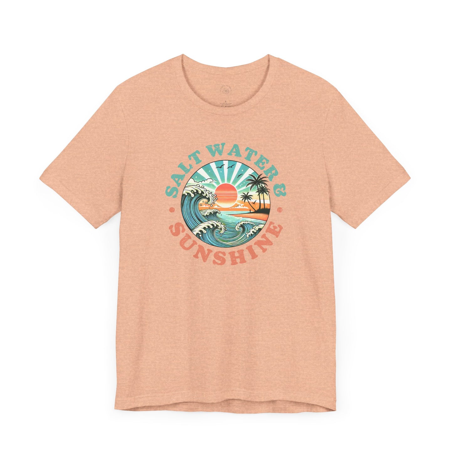 Salt Water & Sunshine Beach Vibes T-Shirt, Summer Apparel, Vacation Shirt, Gift for Ocean Lovers, Jersey Short Sleeve Tee