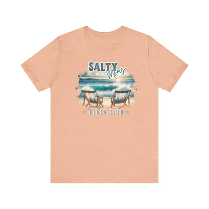 Beach Tee Salty Moms Beach Club T-Shirt Coastal Mom Graphic Tee Mom Vacation Tee Coastal Vibes Shirt for Women Funny Mom Shirt