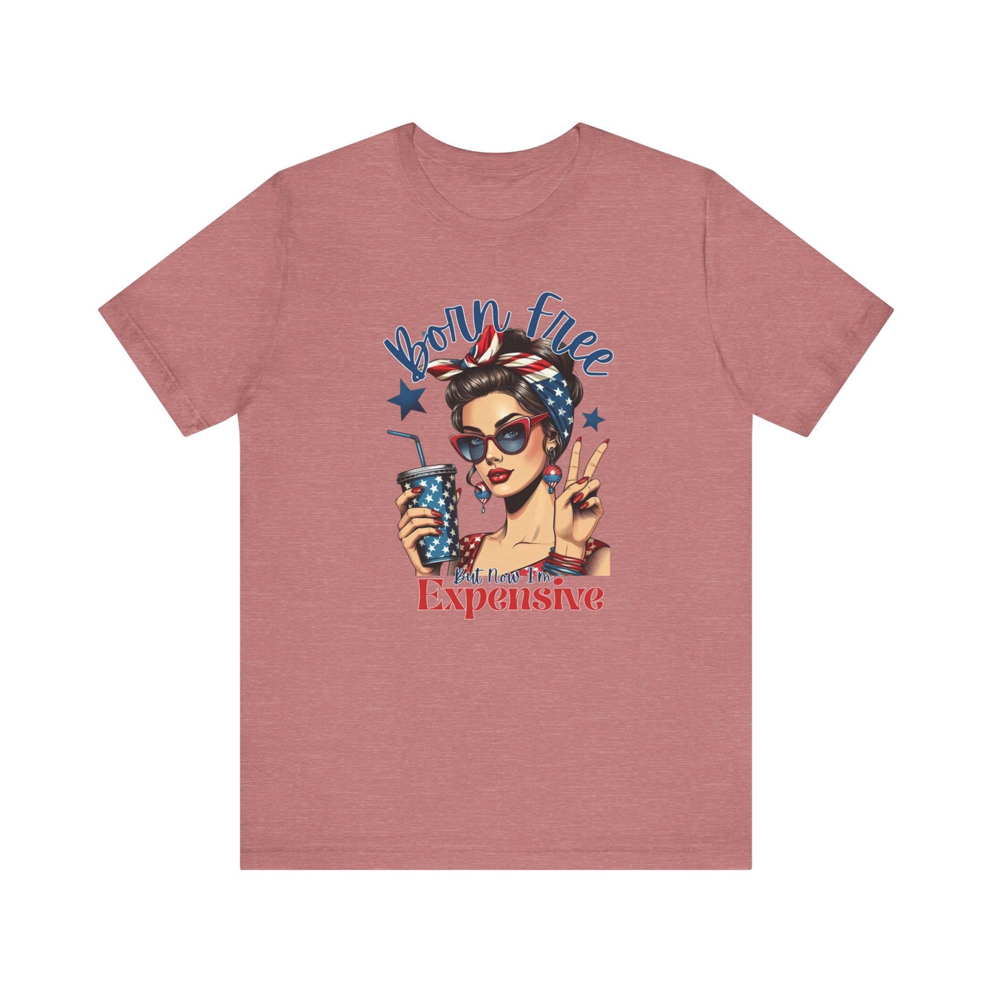 Vintage Style Graphic Tee - Born Free - Summer Fashion, Gift for Her, Fun Statement Shirt, Retro Tee