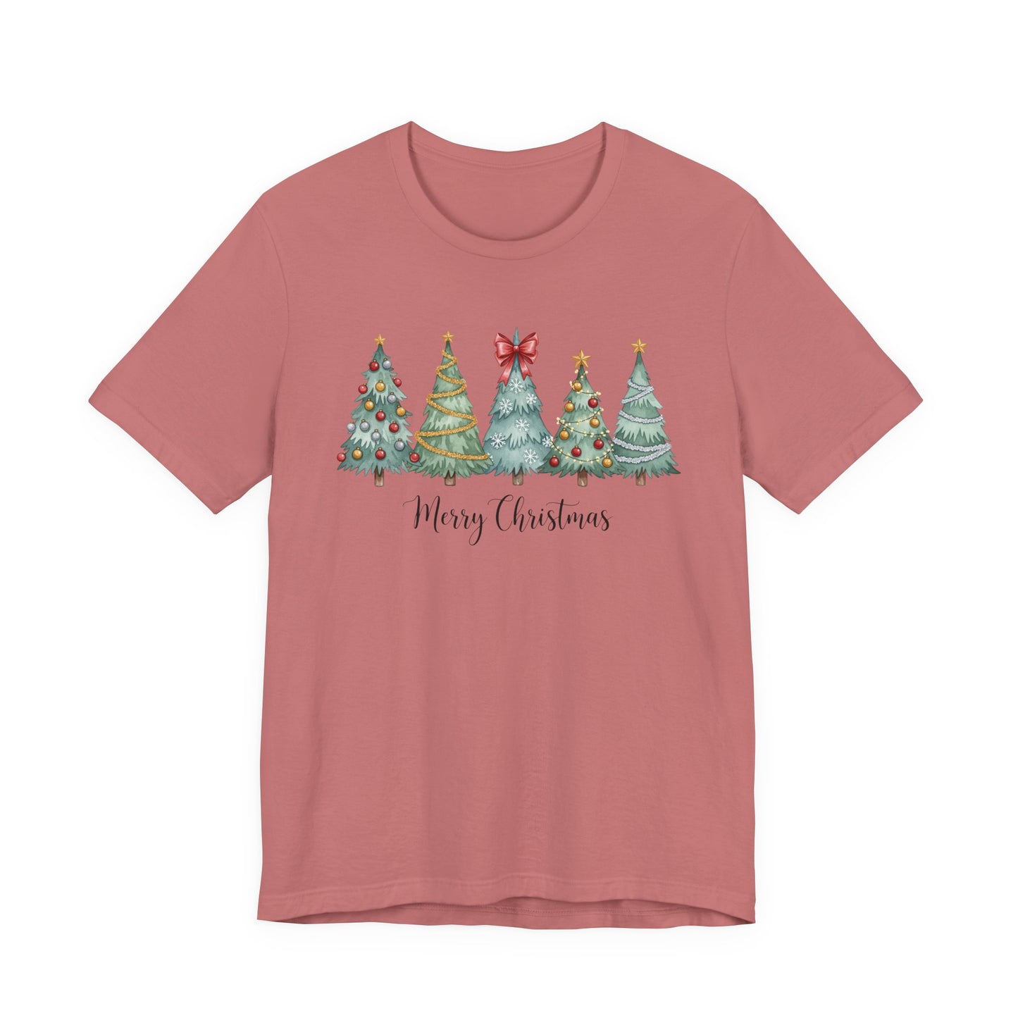 Merry Christmas Tree Graphic Tee | Holiday T-Shirt | Bella + Canvas Unisex Christmas Shirt