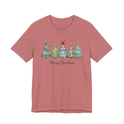 Merry Christmas Tree Graphic Tee | Holiday T-Shirt | Bella + Canvas Unisex Christmas Shirt