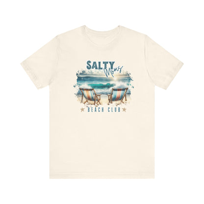 Beach Tee Salty Moms Beach Club T-Shirt Coastal Mom Graphic Tee Mom Vacation Tee Coastal Vibes Shirt for Women Funny Mom Shirt