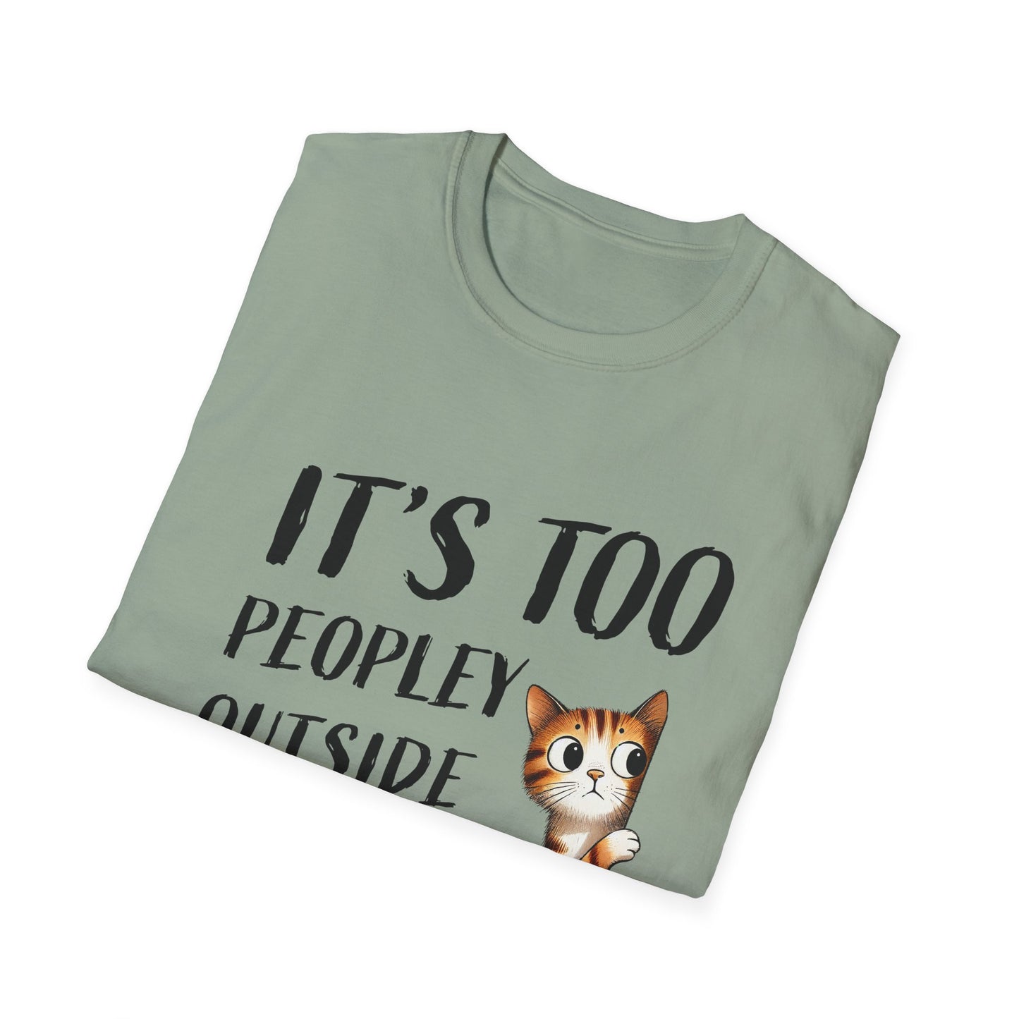Anti-Social Cat Lover Graphic Tee  Introvert Humor Pet Shirt  Unisex Cat Peek Design Too Peopley Outside Funny Cat T-Shirt
