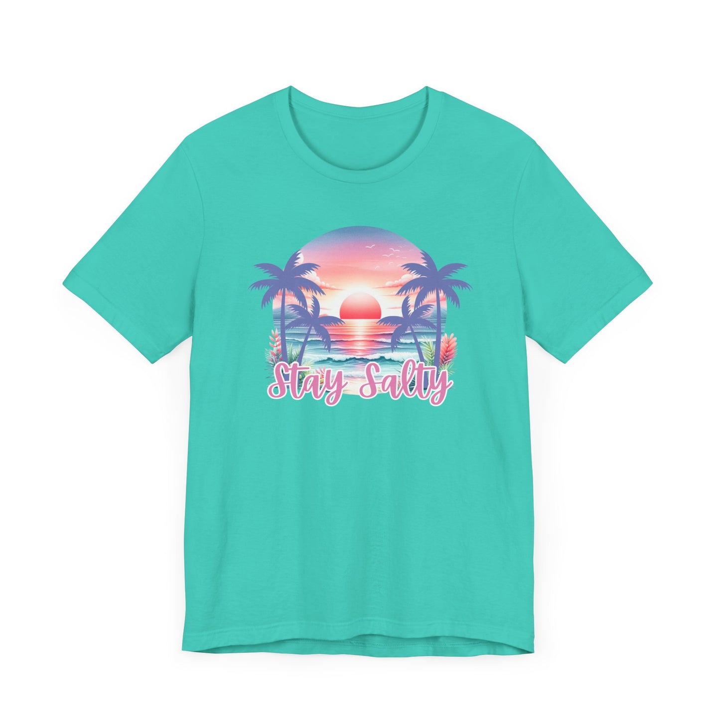 Salty T-Shirt  Tropical Sunset Shirt Beach Graphic Tee Coastal Summer Shirt for Women Salty Vibes Vacation Shirt Women's Summer T-Shirts