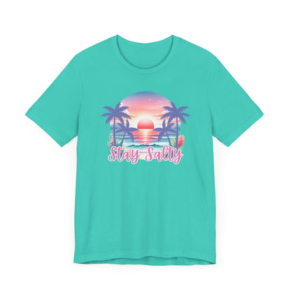 Salty T-Shirt  Tropical Sunset Shirt Beach Graphic Tee Coastal Summer Shirt for Women Salty Vibes Vacation Shirt Women's Summer T-Shirts