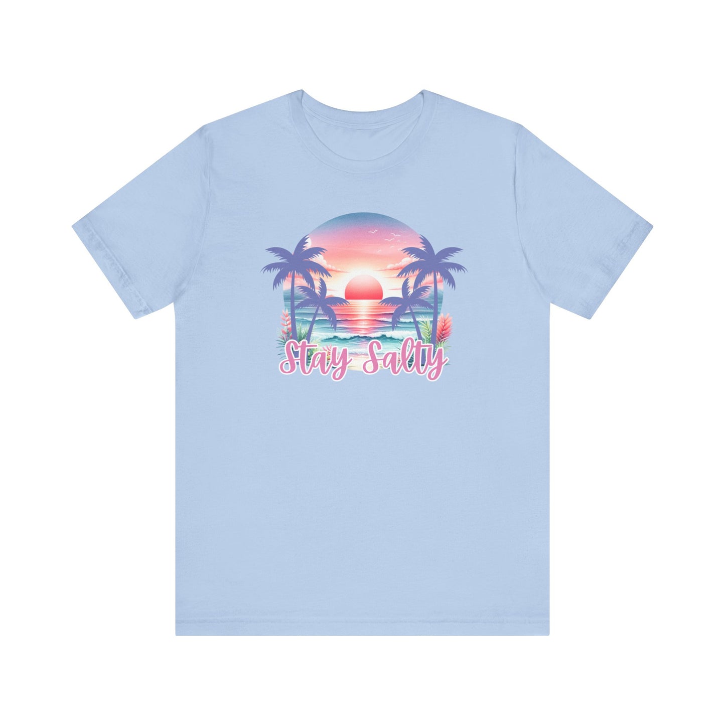 Salty T-Shirt  Tropical Sunset Shirt Beach Graphic Tee Coastal Summer Shirt for Women Salty Vibes Vacation Shirt Women's Summer T-Shirts