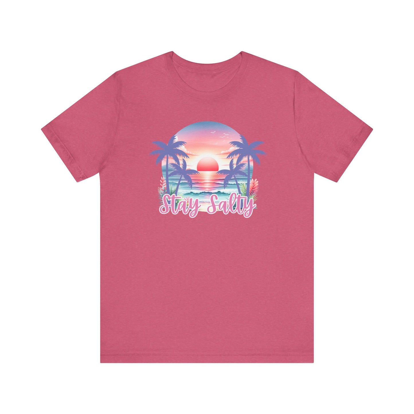 Salty T-Shirt  Tropical Sunset Shirt Beach Graphic Tee Coastal Summer Shirt for Women Salty Vibes Vacation Shirt Women's Summer T-Shirts