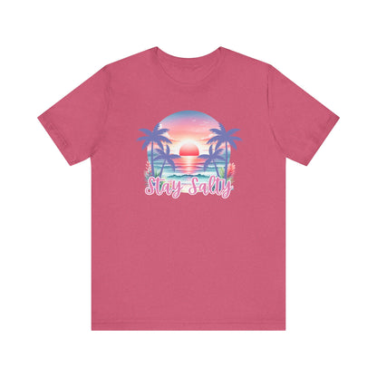 Salty T-Shirt  Tropical Sunset Shirt Beach Graphic Tee Coastal Summer Shirt for Women Salty Vibes Vacation Shirt Women's Summer T-Shirts