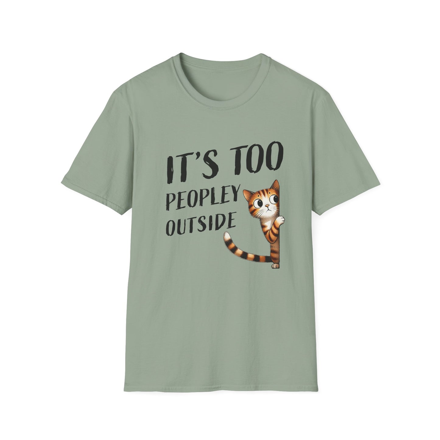 Anti-Social Cat Lover Graphic Tee  Introvert Humor Pet Shirt  Unisex Cat Peek Design Too Peopley Outside Funny Cat T-Shirt