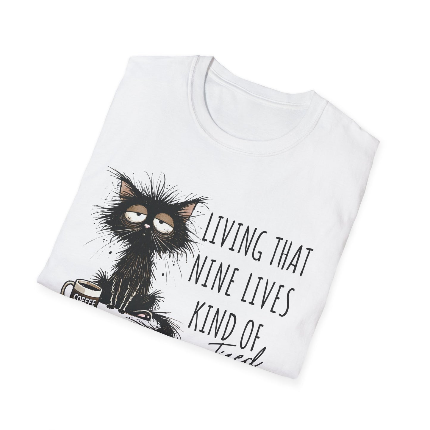 Tired Graphic T-Shirt  Frazzled Black Cat Coffee Tee  Funny Exhausted Cat Lover Shirt Unisex Humor Pet Tee