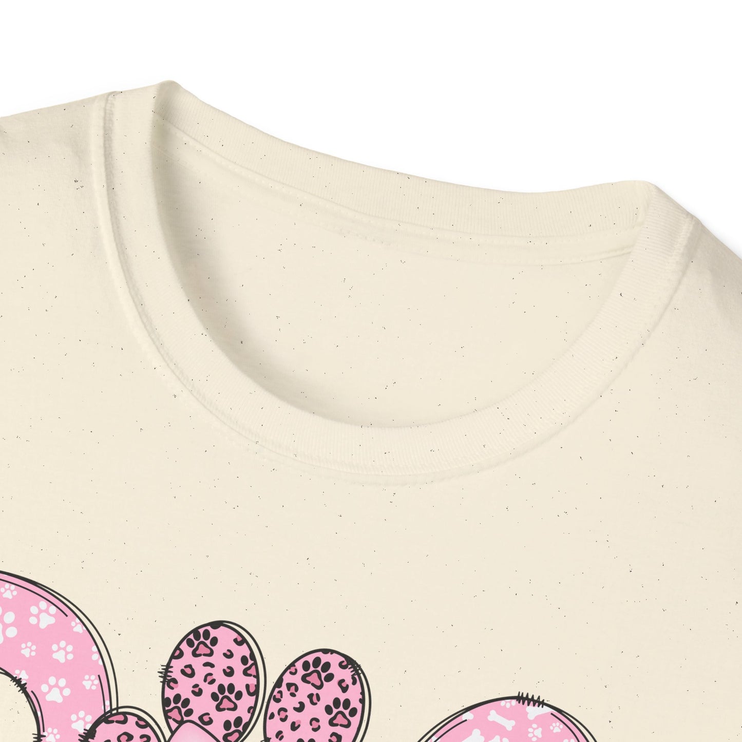 Dog Mama Pink Paw Print T-Shirt  Cute Dog Lover Graphic Tee  Pretty Pink Text with Paw Detail  Pet Mom Shirt