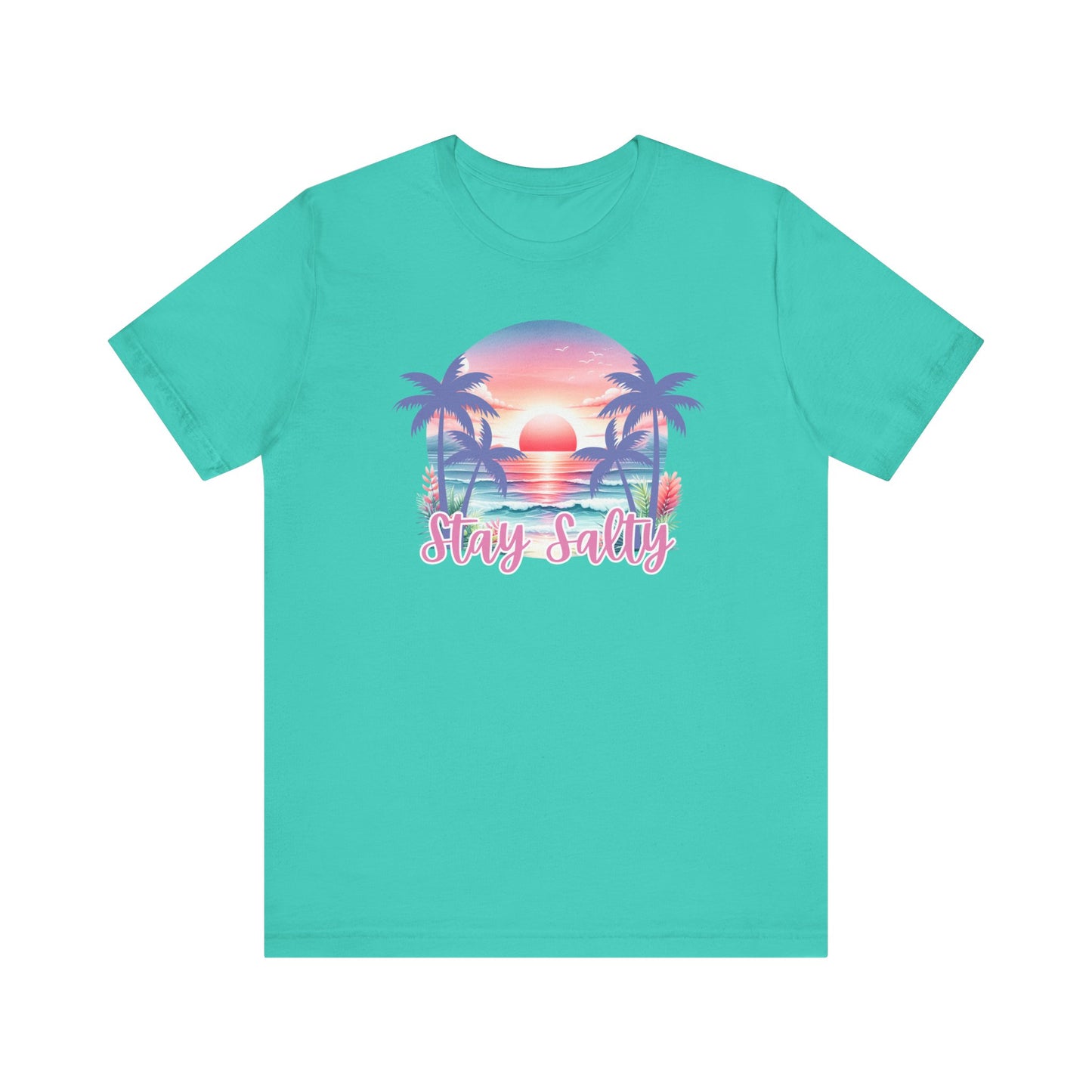 Salty T-Shirt  Tropical Sunset Shirt Beach Graphic Tee Coastal Summer Shirt for Women Salty Vibes Vacation Shirt Women's Summer T-Shirts