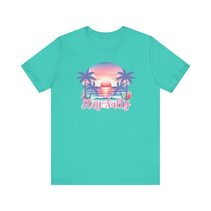 Salty T-Shirt  Tropical Sunset Shirt Beach Graphic Tee Coastal Summer Shirt for Women Salty Vibes Vacation Shirt Women's Summer T-Shirts