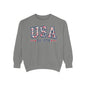 Patriotic Floral Sweatshirt, Cozy Top for July 4th, Unisex USA Jumper, Year-Round Comfort, Gift for Friends and Family, Casual Wear, Red