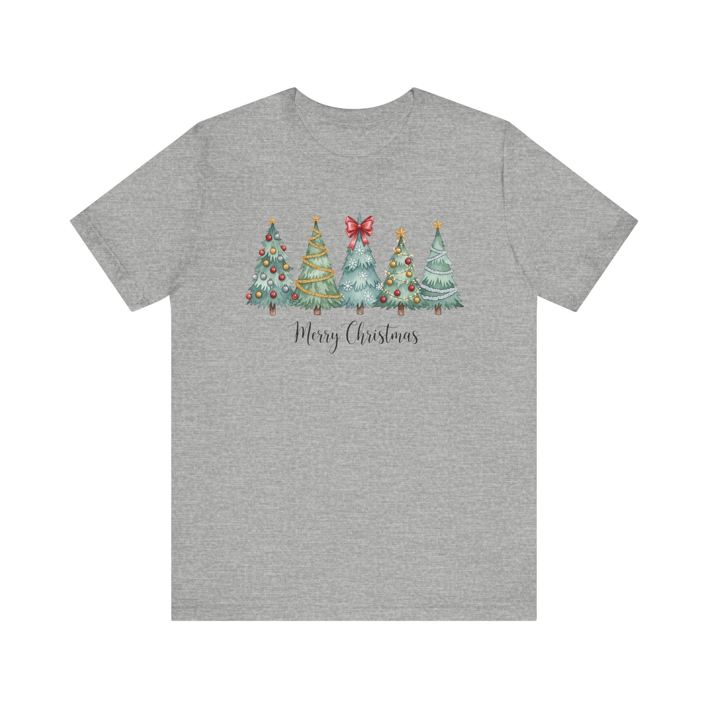 Merry Christmas Tree Graphic Tee | Holiday T-Shirt | Bella + Canvas Unisex Christmas Shirt