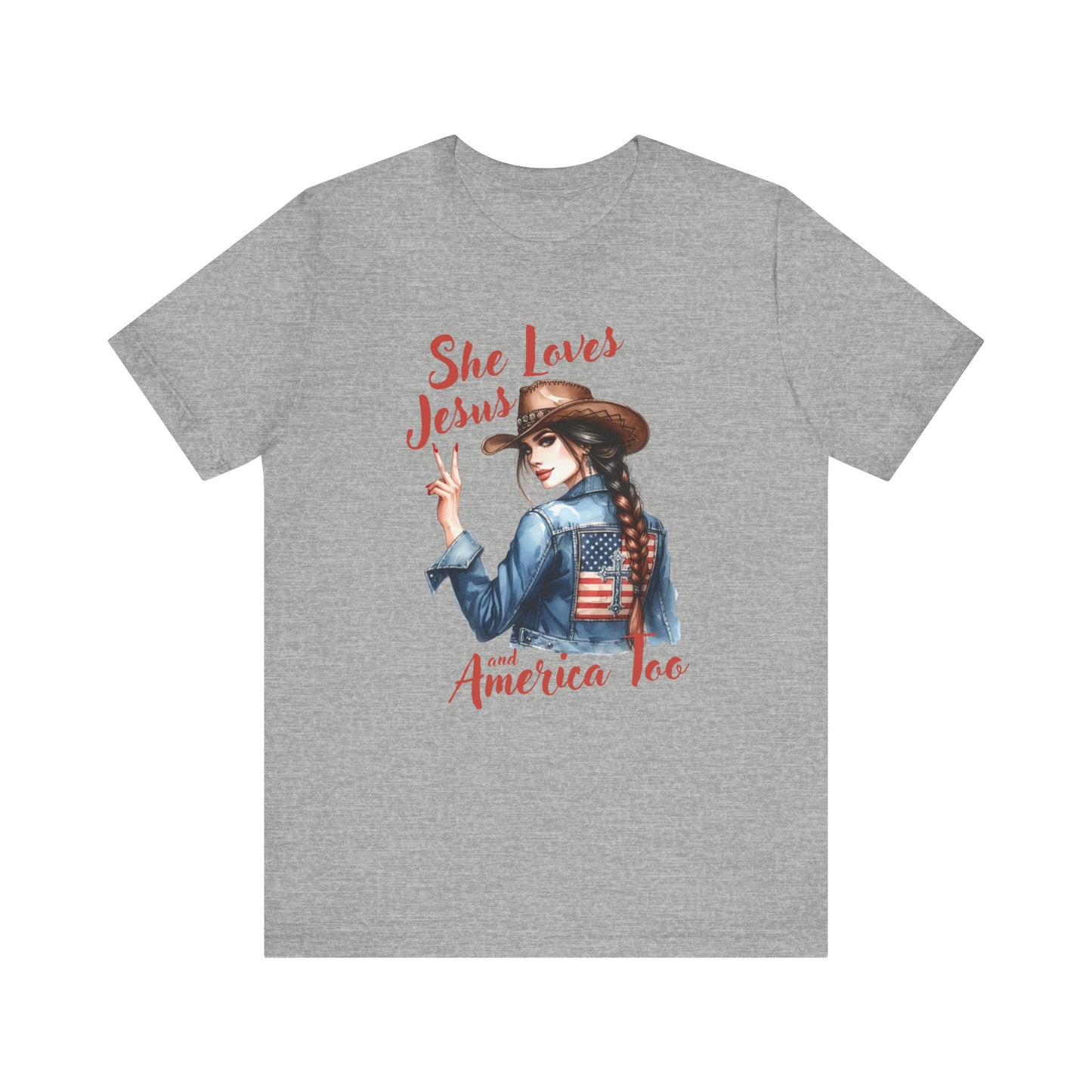 She Loves Jesus Faith-based Patriotic Tee