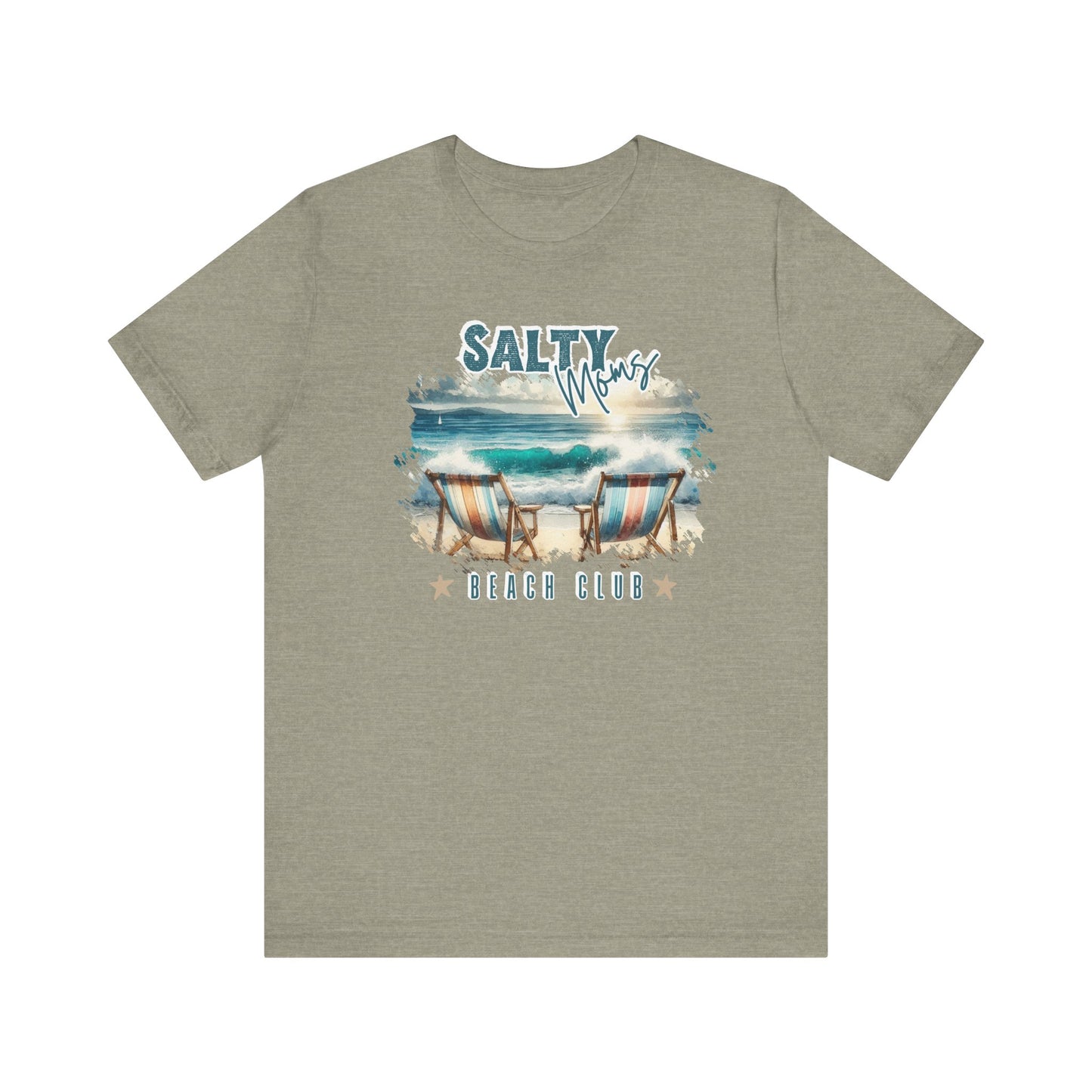 Beach Tee Salty Moms Beach Club T-Shirt Coastal Mom Graphic Tee Mom Vacation Tee Coastal Vibes Shirt for Women Funny Mom Shirt