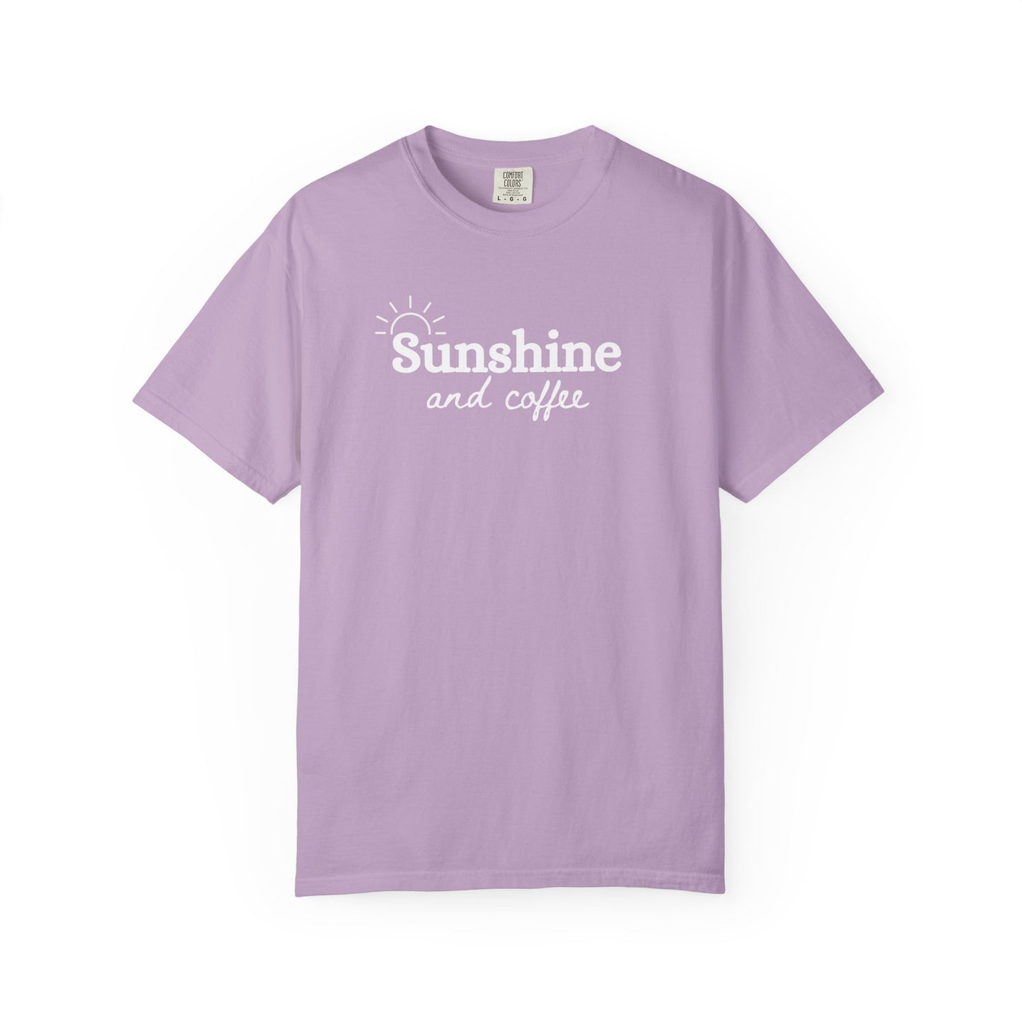Sunshine and Coffee Unisex T-shirt, Summer Vibes Tee, Fun Colorful Shirt, Beach Lover Gift, Coffee Lovers Tee, Gift for Him/Her