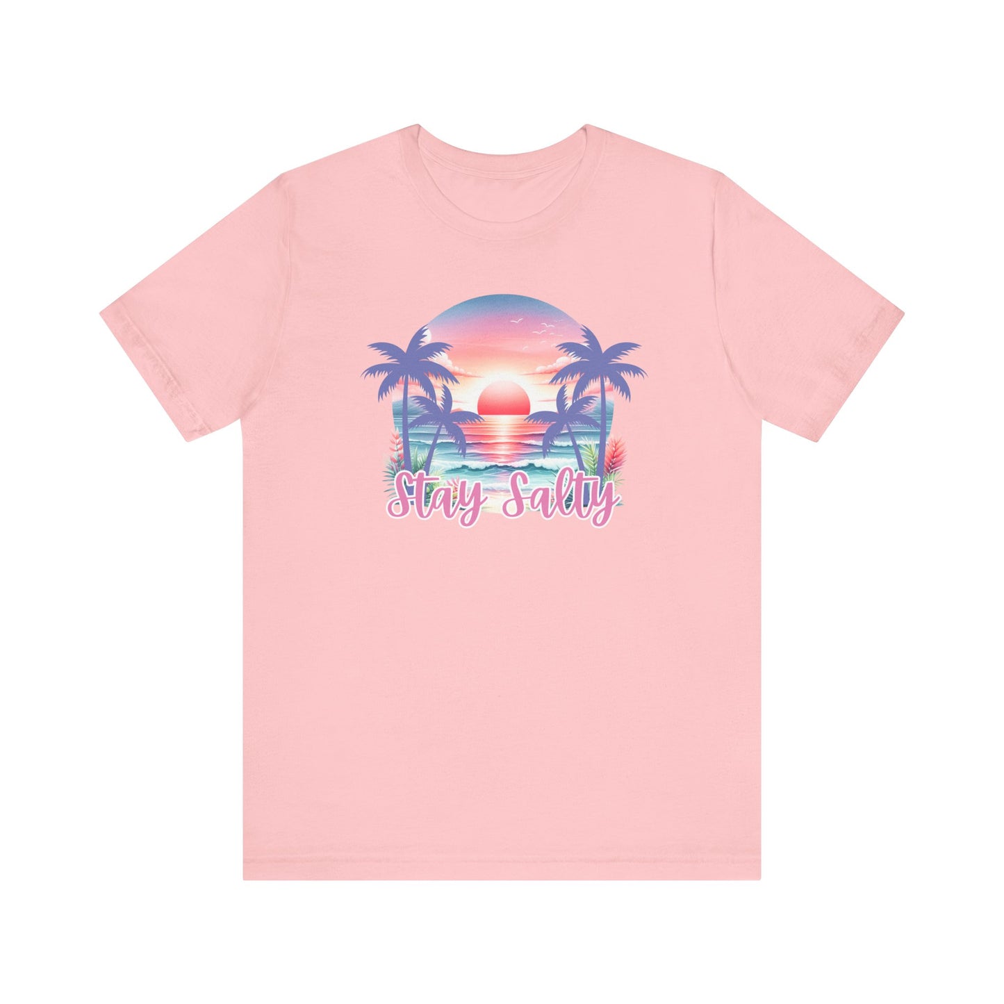 Salty T-Shirt  Tropical Sunset Shirt Beach Graphic Tee Coastal Summer Shirt for Women Salty Vibes Vacation Shirt Women's Summer T-Shirts