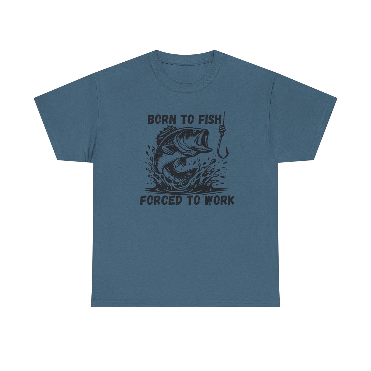 Born to Fish Forced to Work T Shirt, Funny Fishing Graphic Tee, Outdoorsman Gift, Angler Humor Shirt, Fishermans Tee