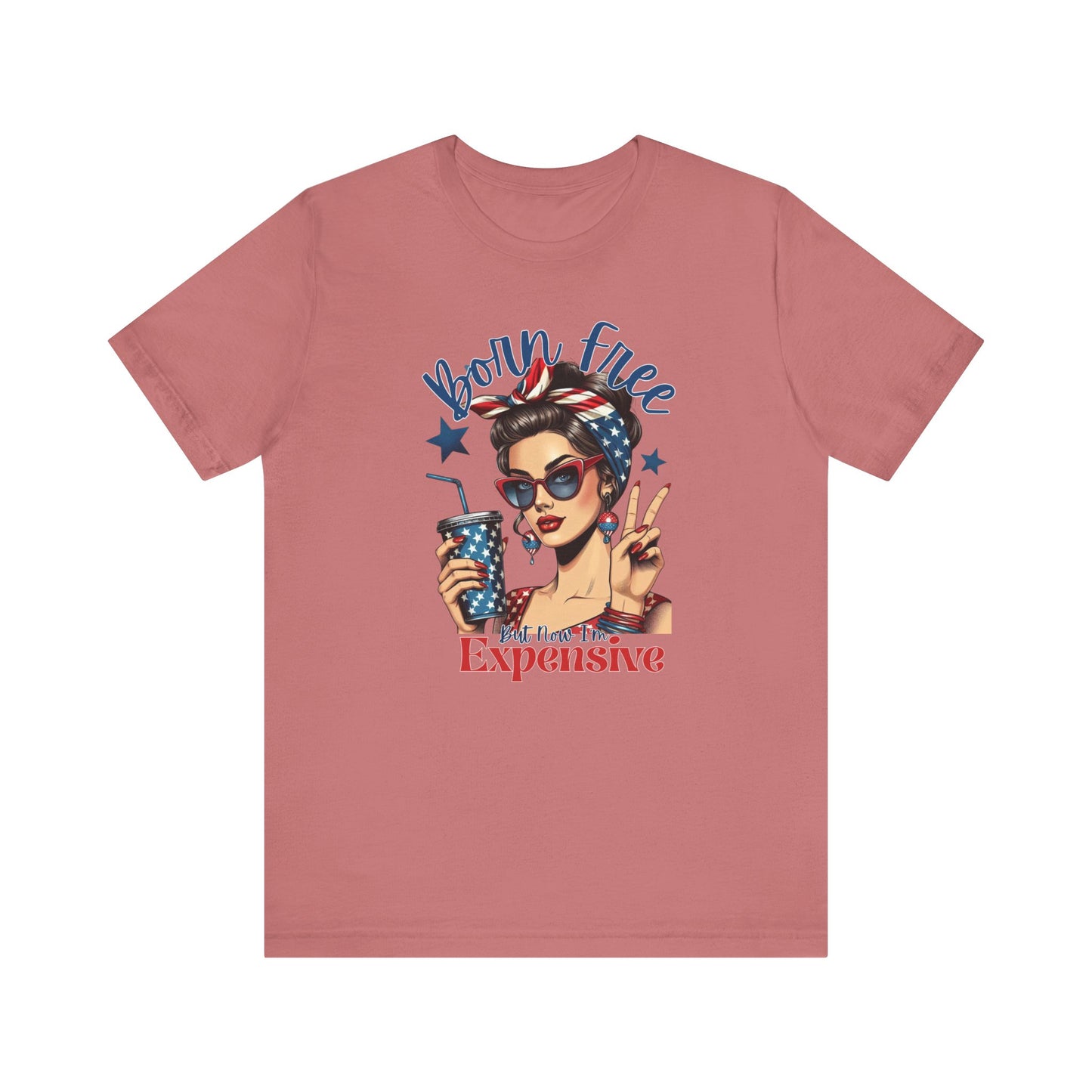 Vintage Style Graphic Tee - Born Free - Summer Fashion, Gift for Her, Fun Statement Shirt, Retro Tee