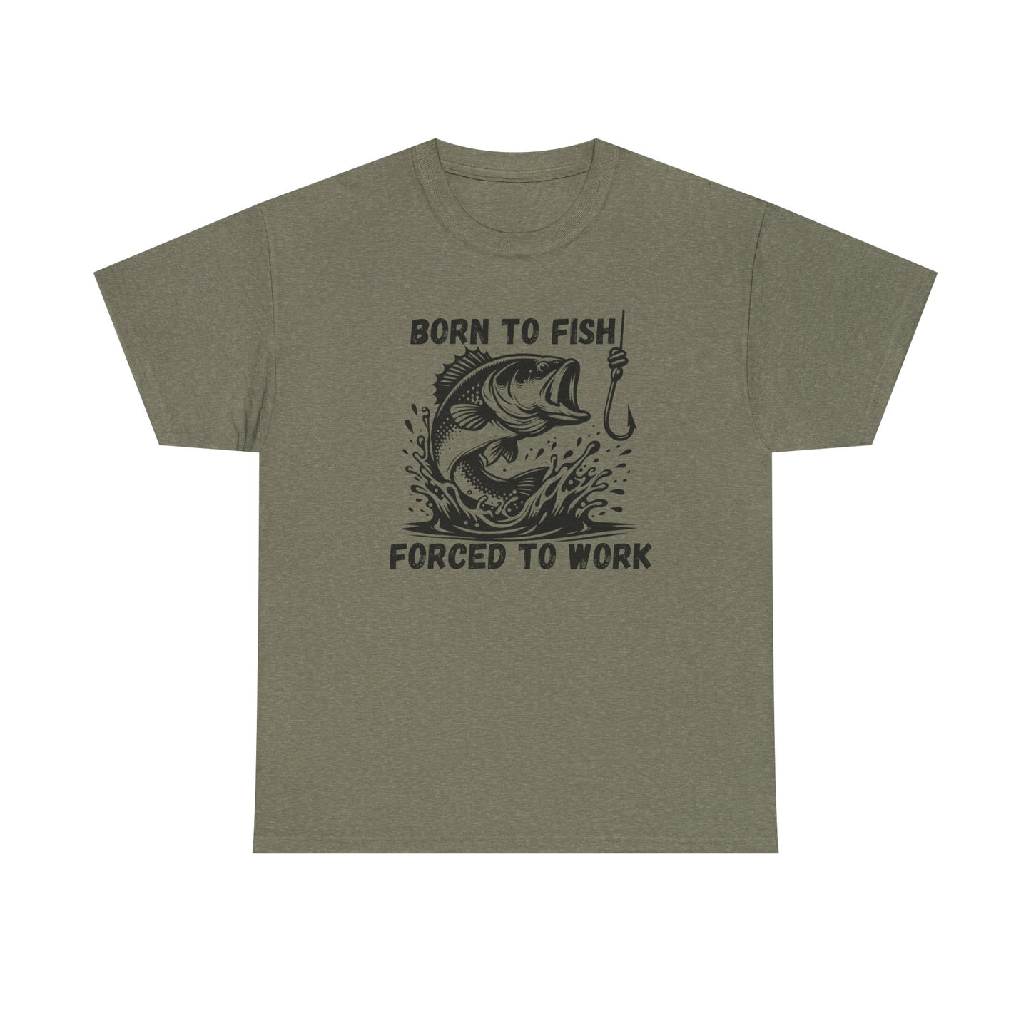 Born to Fish Forced to Work T Shirt, Funny Fishing Graphic Tee, Outdoorsman Gift, Angler Humor Shirt, Fishermans Tee