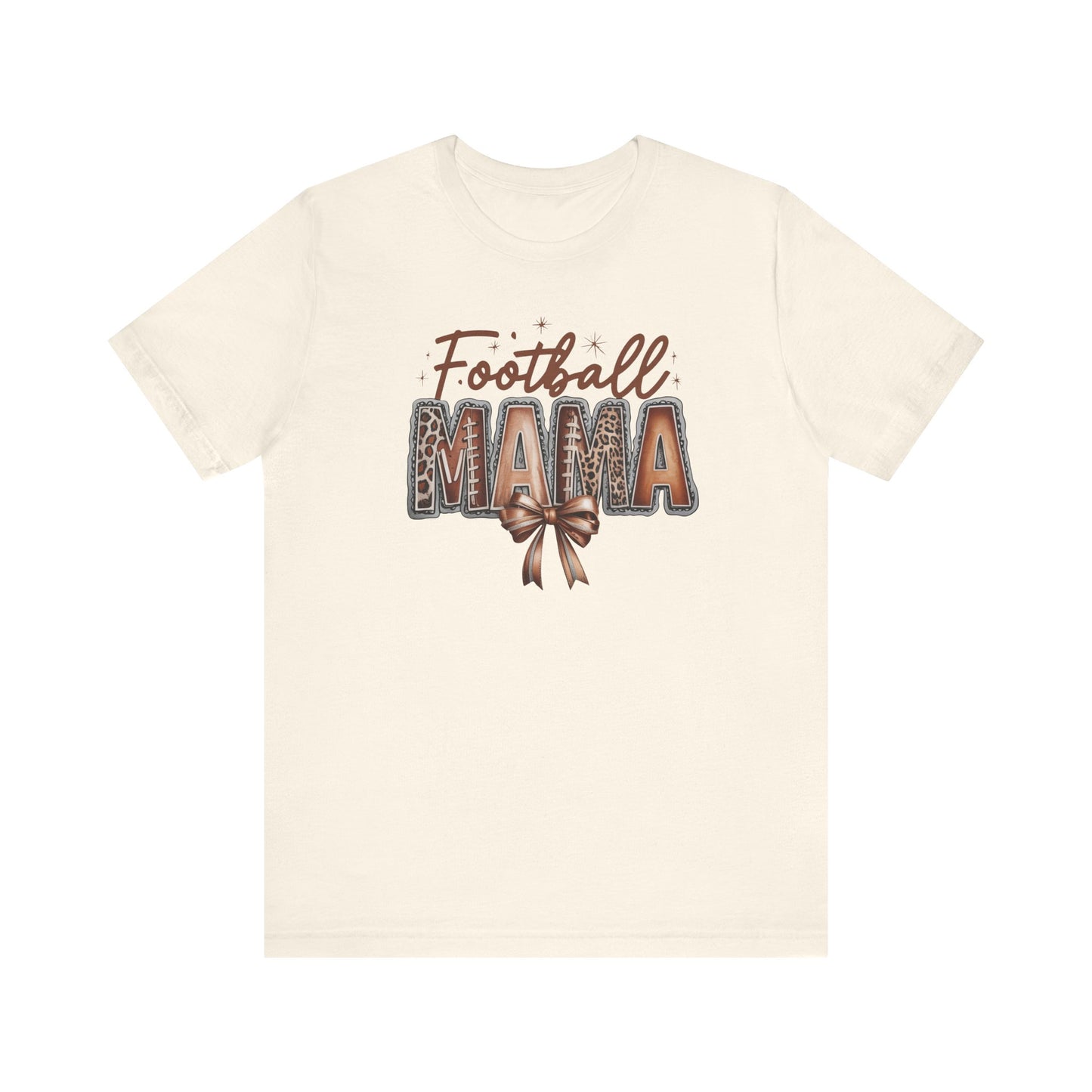 Football Mama T Shirt Bella  Canvas Fall Colors Graphic Tee with Football Lettering  Cute Bow, Game Day Shirt for Women, Football Mom Outfit