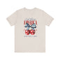 Cherry God Bless America Unisex Tee, Patriotic Cherries Shirt, USA Independence Day Top, Red White Blue Tee, American Theme T-Shirt
