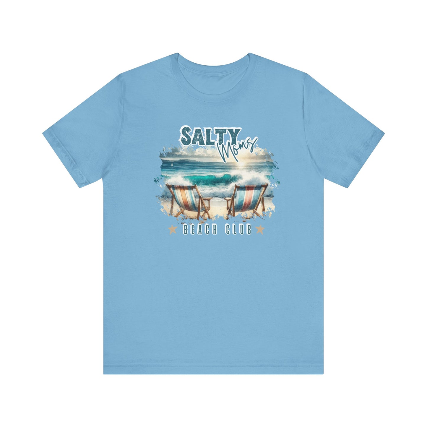 Beach Tee Salty Moms Beach Club T-Shirt Coastal Mom Graphic Tee Mom Vacation Tee Coastal Vibes Shirt for Women Funny Mom Shirt