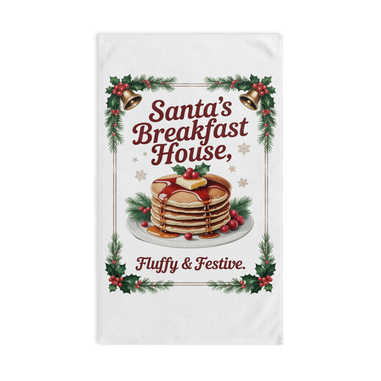 Santa's Breakfast House Pancakes hand towel | Christmas kitchen decor
