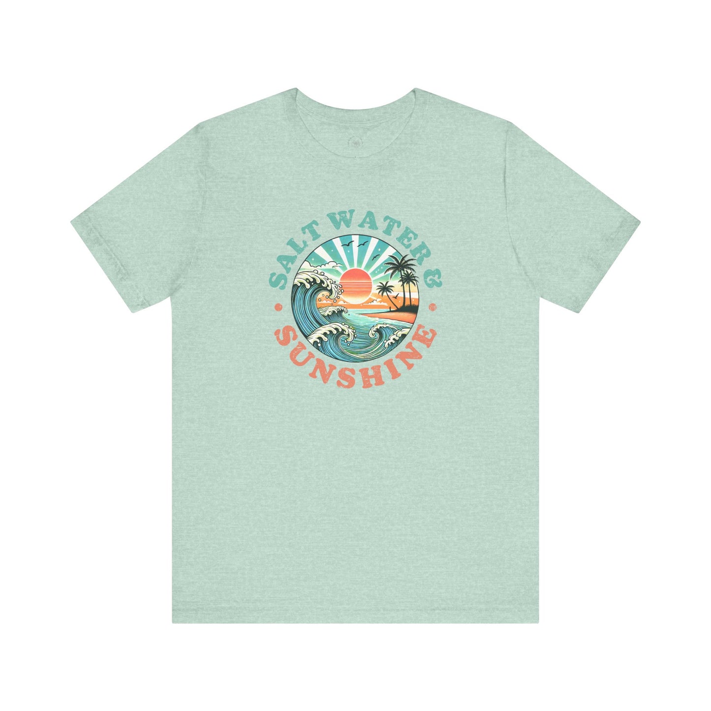Salt Water & Sunshine Beach Vibes T-Shirt, Summer Apparel, Vacation Shirt, Gift for Ocean Lovers, Jersey Short Sleeve Tee
