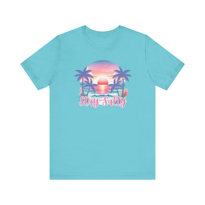 Salty T-Shirt  Tropical Sunset Shirt Beach Graphic Tee Coastal Summer Shirt for Women Salty Vibes Vacation Shirt Women's Summer T-Shirts