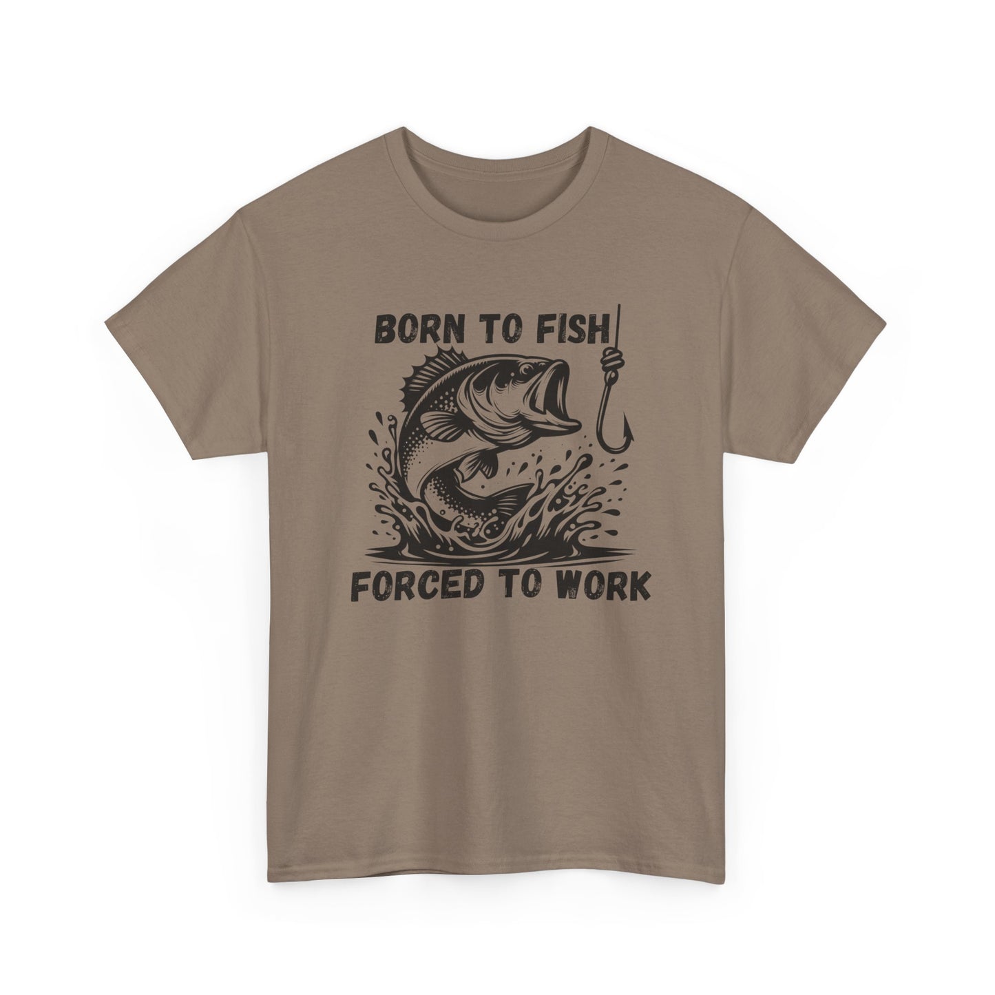 Born to Fish Forced to Work T Shirt, Funny Fishing Graphic Tee, Outdoorsman Gift, Angler Humor Shirt, Fishermans Tee