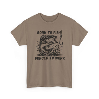 Born to Fish Forced to Work T Shirt, Funny Fishing Graphic Tee, Outdoorsman Gift, Angler Humor Shirt, Fishermans Tee