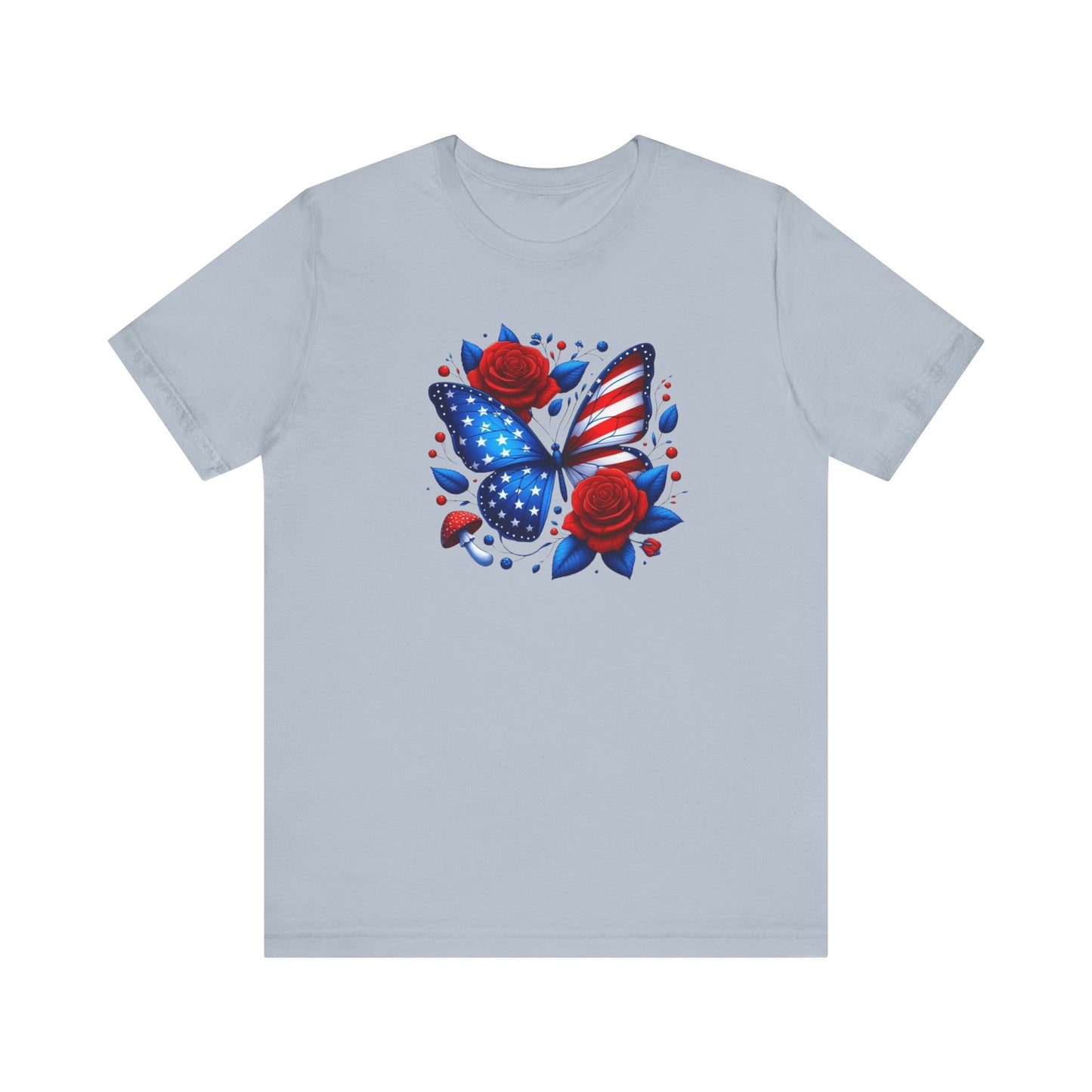 Patriotic Butterfly Tee - Unisex Jersey T-Shirt, Red White Blue Shirt, American Pride Apparel, Summer BBQ Shirt, Fourth of July Top