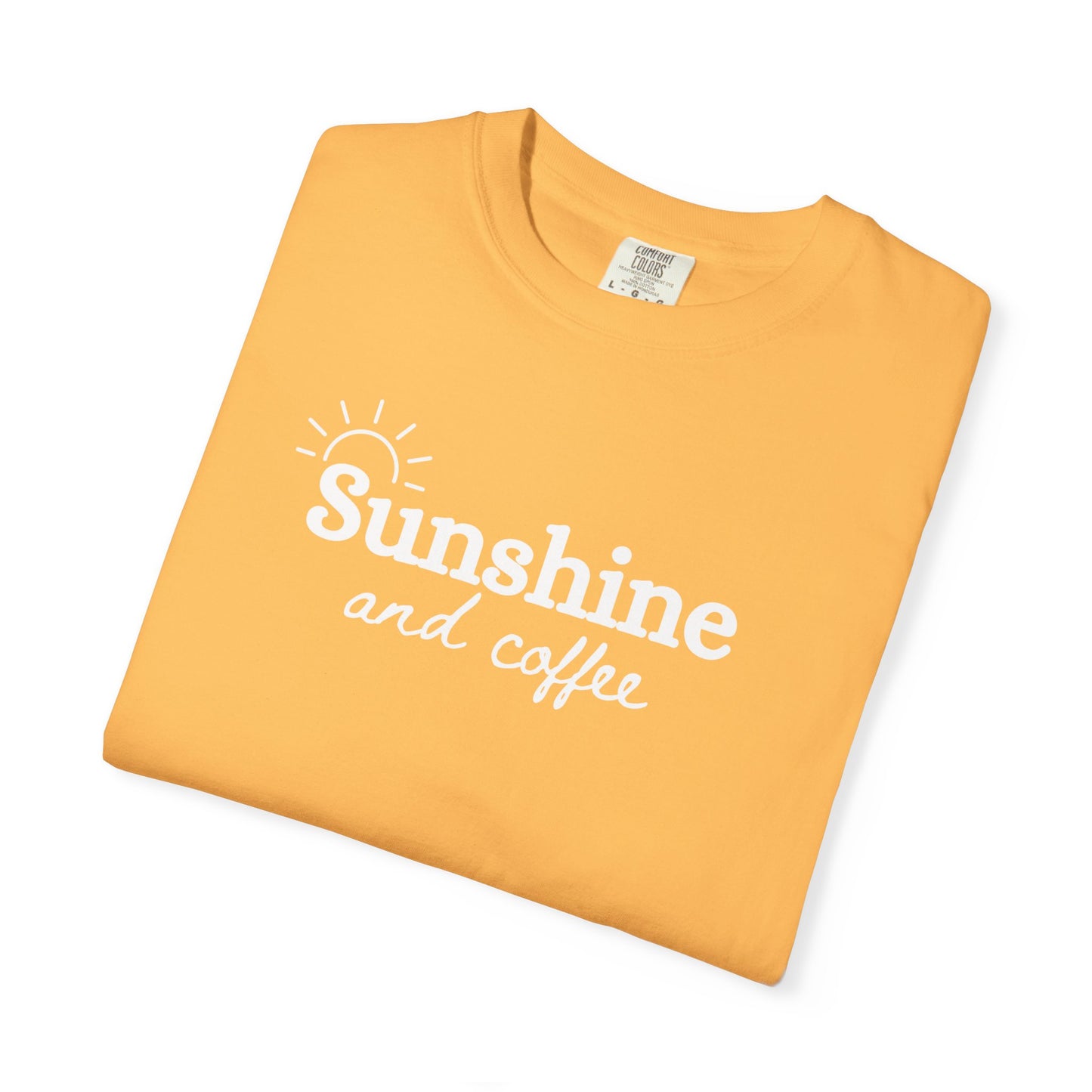 Sunshine and Coffee Unisex T-shirt, Summer Vibes Tee, Fun Colorful Shirt, Beach Lover Gift, Coffee Lovers Tee, Gift for Him/Her