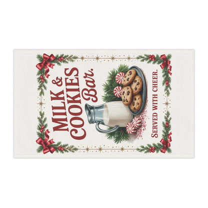 Milk & Cookies Bar Tea Towel | Christmas Kitchen Towel, Holiday Baking Decor