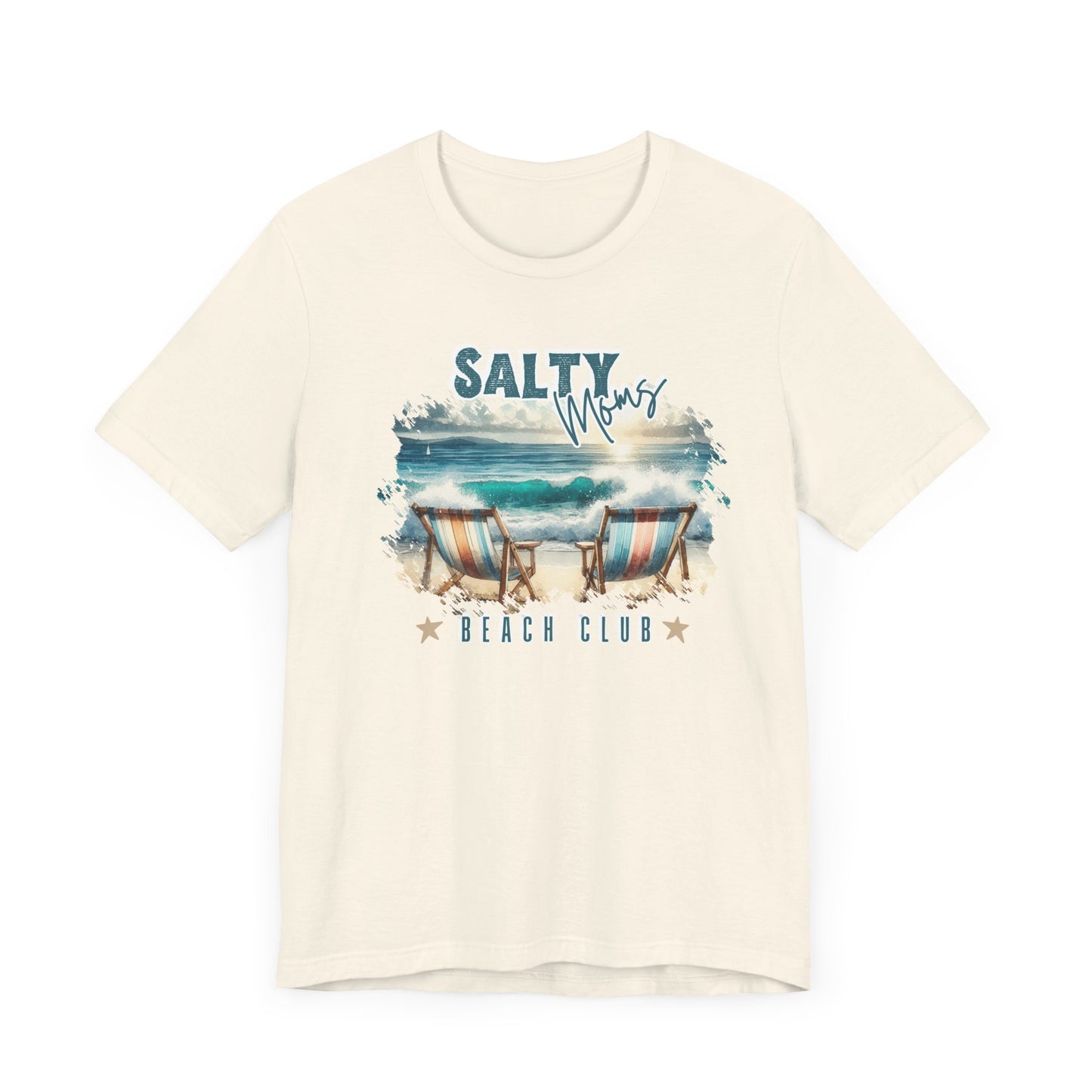 Beach Tee Salty Moms Beach Club T-Shirt Coastal Mom Graphic Tee Mom Vacation Tee Coastal Vibes Shirt for Women Funny Mom Shirt