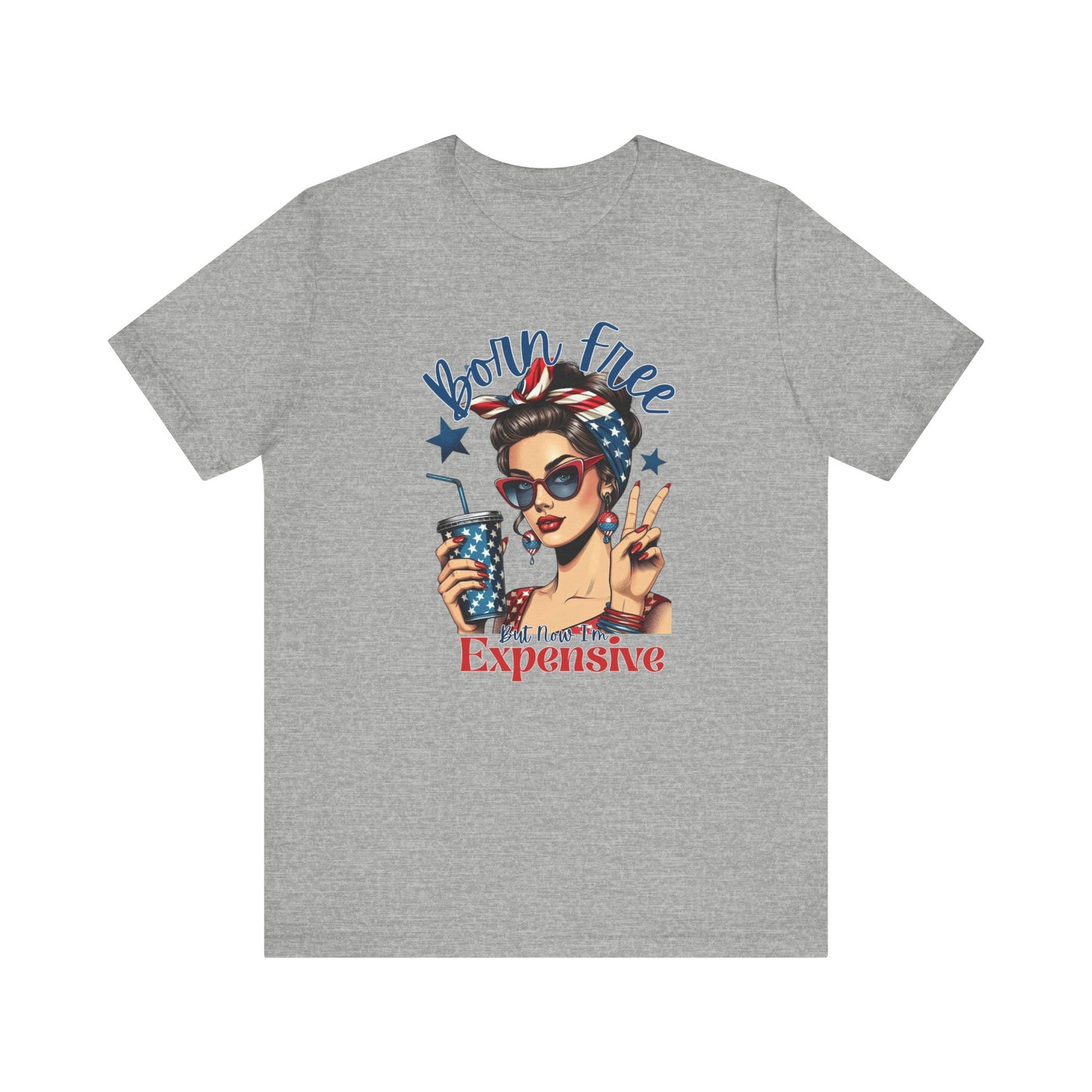 Vintage Style Graphic Tee - Born Free - Summer Fashion, Gift for Her, Fun Statement Shirt, Retro Tee