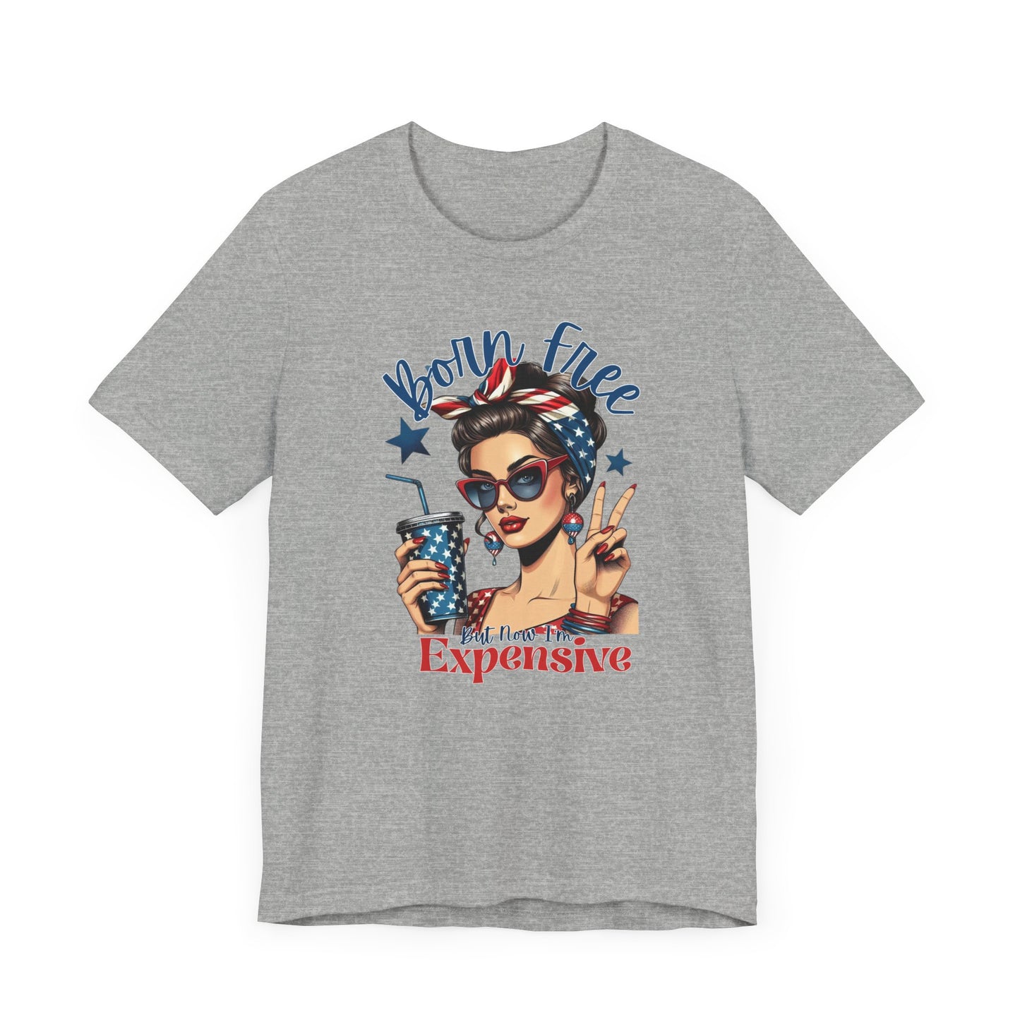 Vintage Style Graphic Tee - Born Free - Summer Fashion, Gift for Her, Fun Statement Shirt, Retro Tee